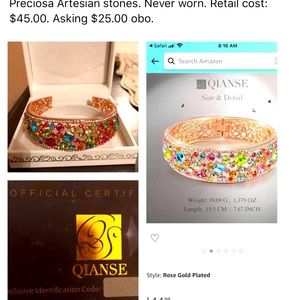 Qianse Rose gold bracelet with Artesian Stones.